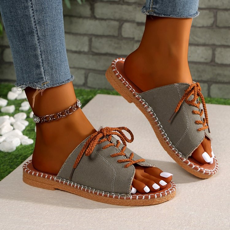 Dame trendy Loose-Fit sandaler med snørelukning Stilla