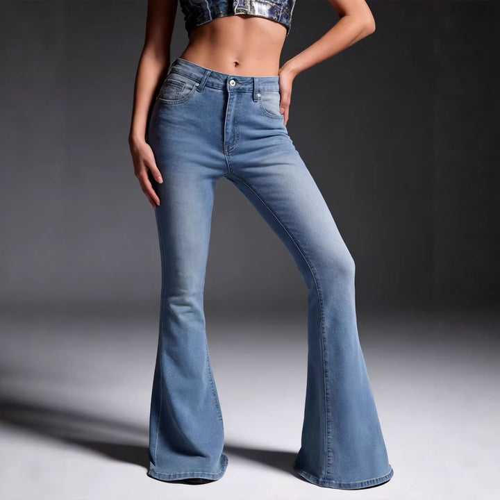 Dame Bootcut Jeans med høj talje og trendy vask Skovae
