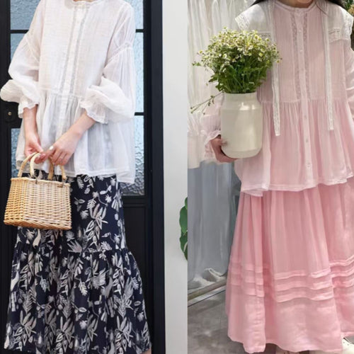 Femme Afslappet Fit Plisseret Langærmet Bluse Stilla