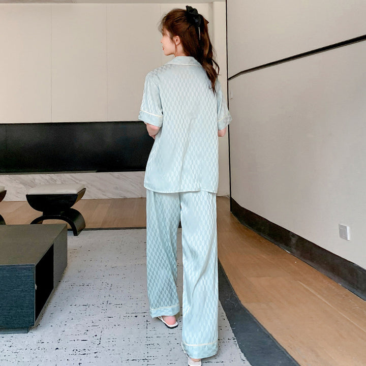 Dame Satin Pyjamasæt med attraktivt diamantmønster Stilla