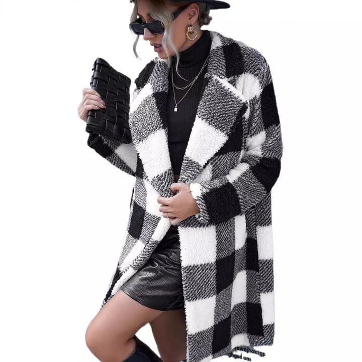 Dame ternet mønster teddy frakke med oversized pasform Stilla