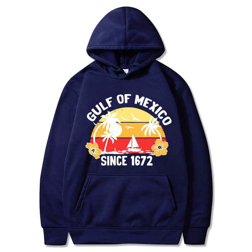 Dame hoodie med kreativt strandmotiver og højkvalitetsstof Skovae