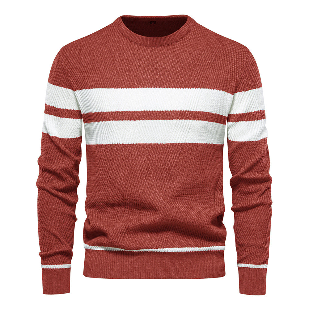 Herrer strikkepullover med moderne vaffelmønster og elegante striber Stilla