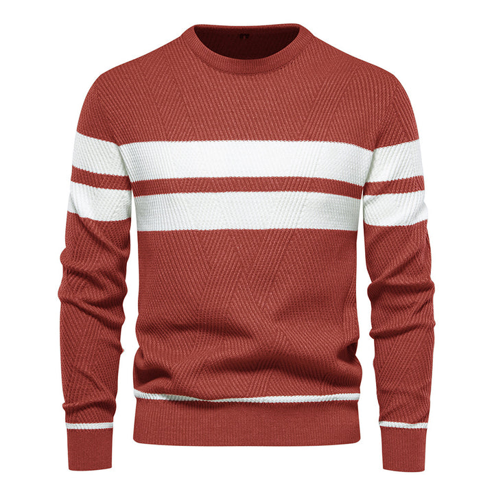 Herrer strikkepullover med moderne vaffelmønster og elegante striber Stilla