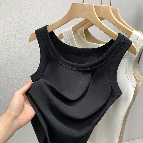 Dame tanktop uden ærmer med raffineret draperingseffekt Stilla