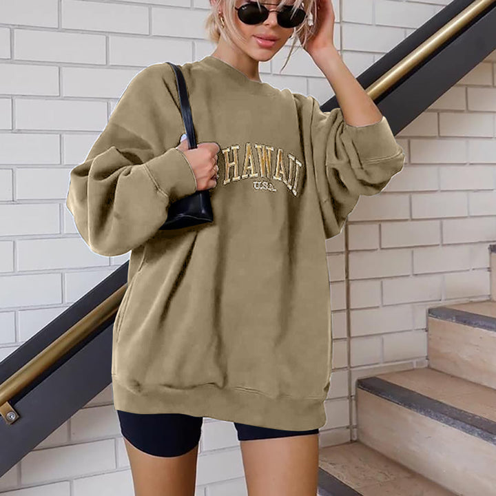 Dame Oversized Sweatshirt med Statement-Print Stilla