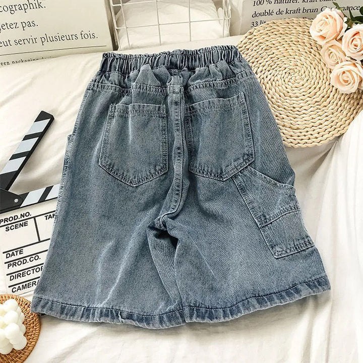 Kvindernes behagelige denim shorts med elastisk talje Stilla