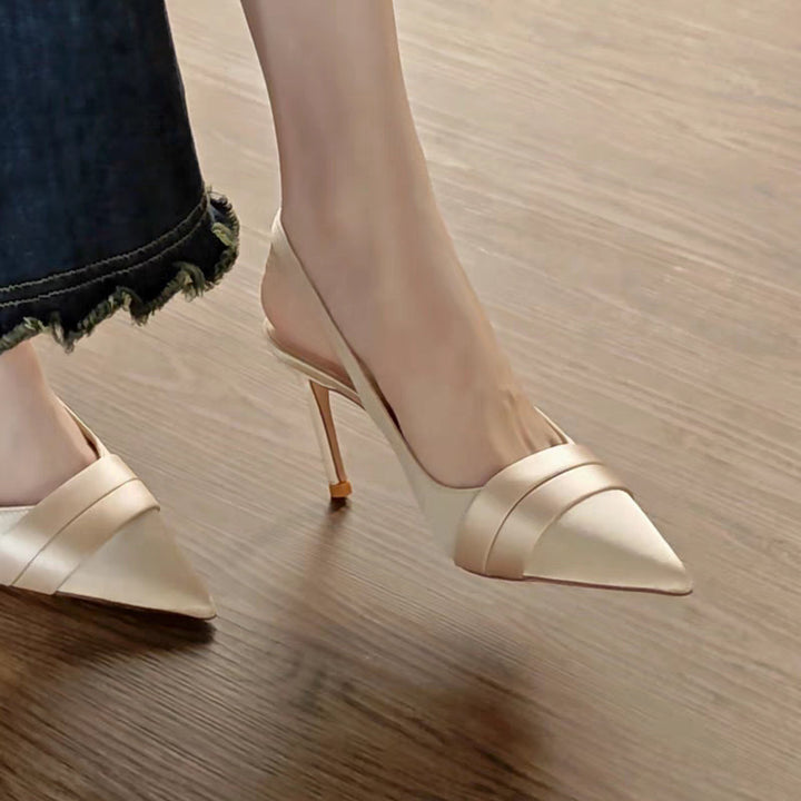 Dame Slingback-Højhælede med spids tå og foldet design Stilla