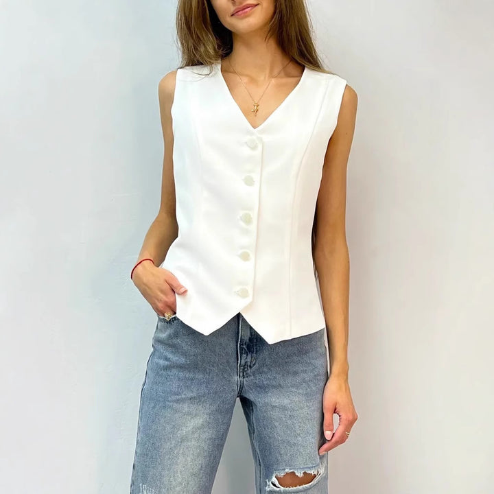 Dame skræddersyet blazer med ruffle-detaljer og transparente ærmer Stilla