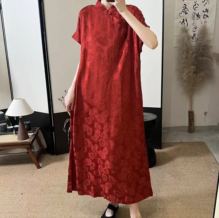 Femme Elegante Lange Florale Tryk Maxi Kjole Stilla