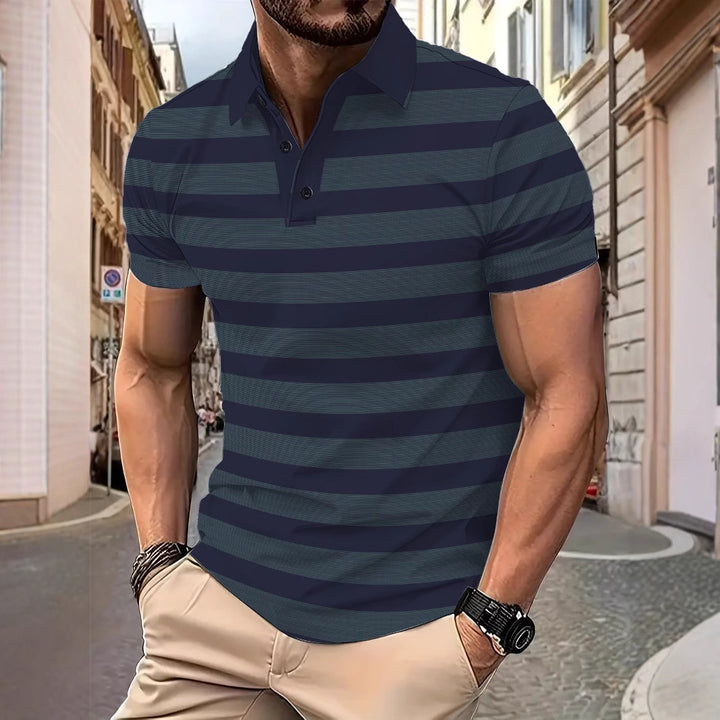Herrer Poloshirt med moderne striber og åndbare egenskaber Stilla