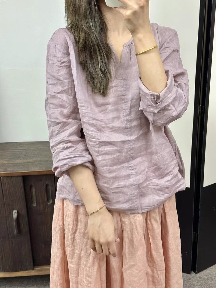 Femme Relaxed Fit Struktureret Linnedbluse Stilla