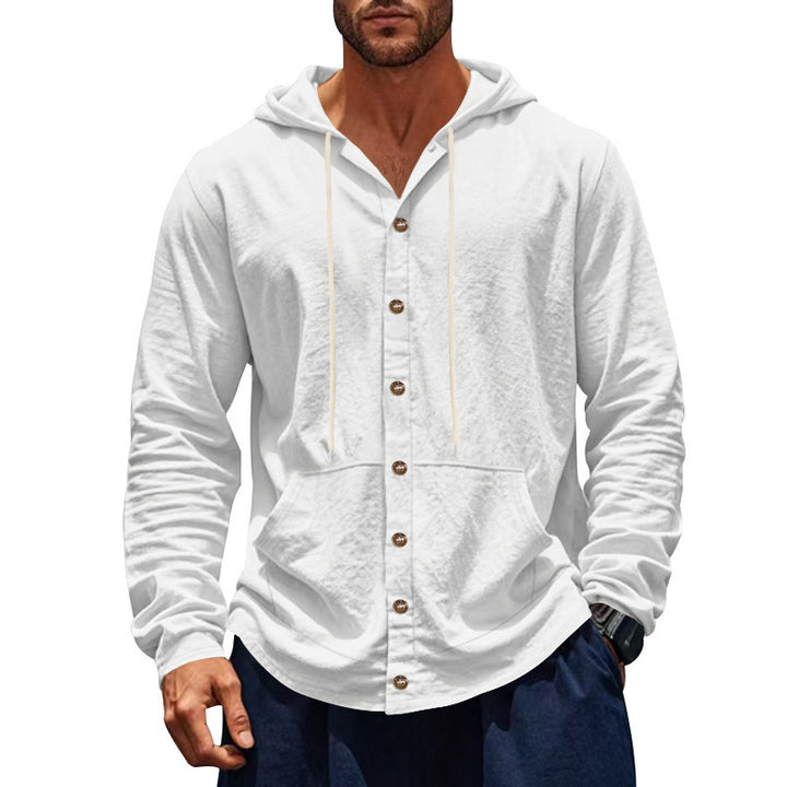 Herrer mode hoodie med struktureret design og praktiske knapper Stilla