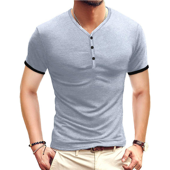 Herrer kortærmet Henley-shirt med kontrasterende accenter Stilla