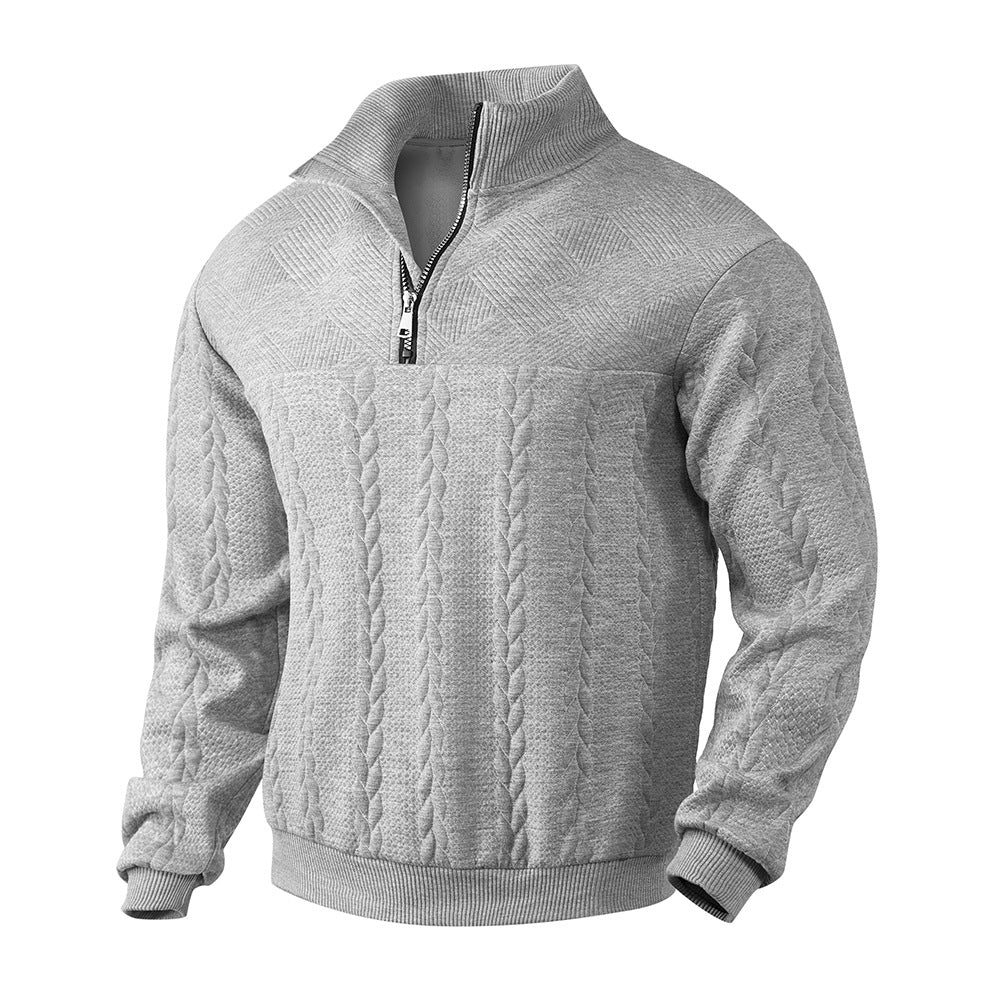 Herre hyggelig cardigan med moderne strikkedesign og høj krave Stilla