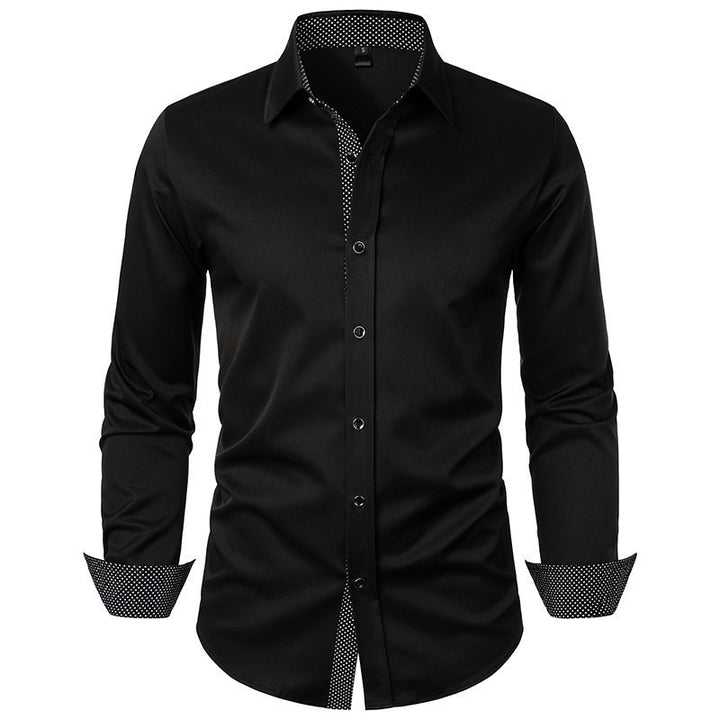 Herrer Skræddersyet Formelt Button-Up Skjorte med Kontrast Manschette Detaljer Stilla