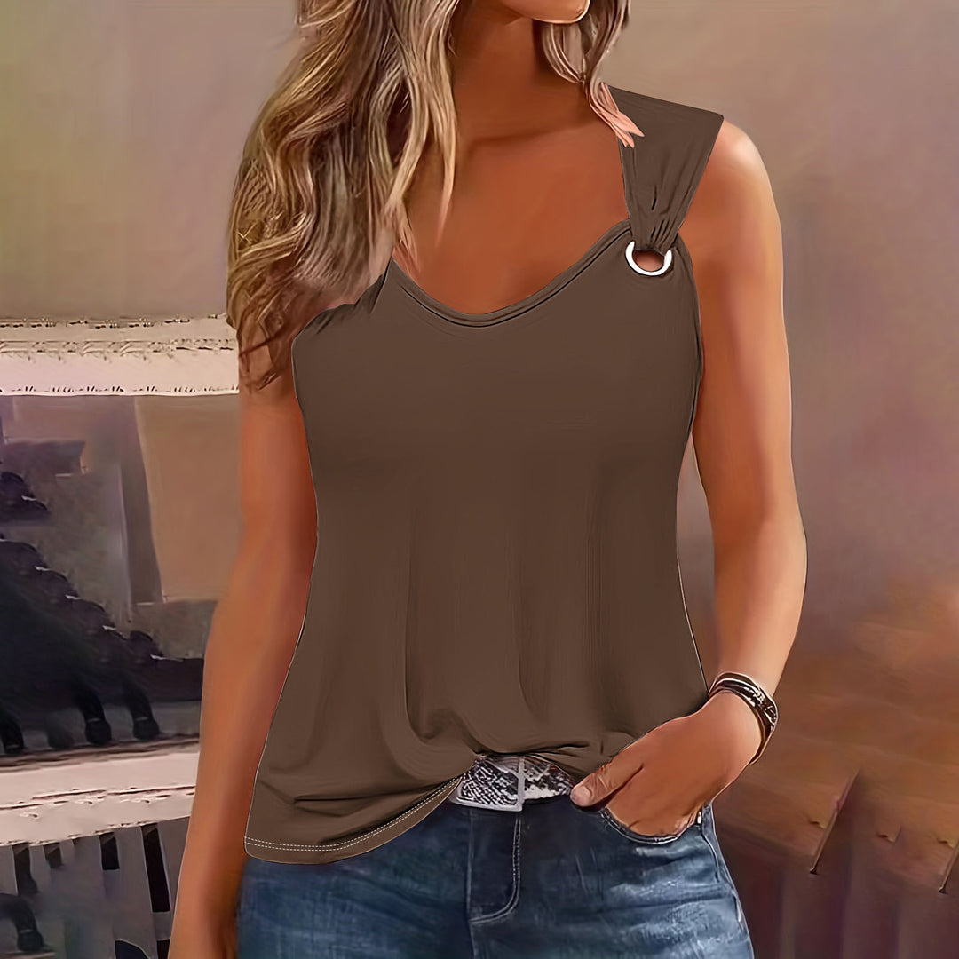 Dame elegant top med asymmetrisk skulderdesign Stilla