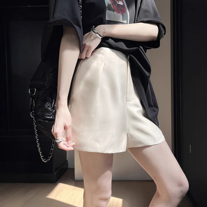 Dame elegante shorts med høj talje og struktureret stof Stilla