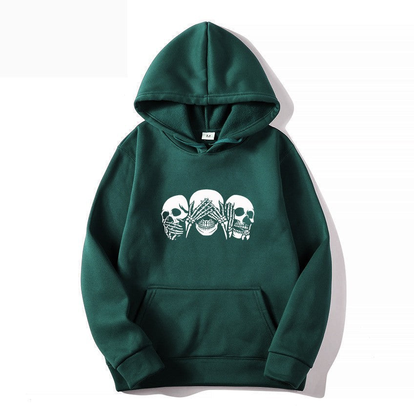 Kvindernes hoodie med kunstnerisk kranie design Skovae