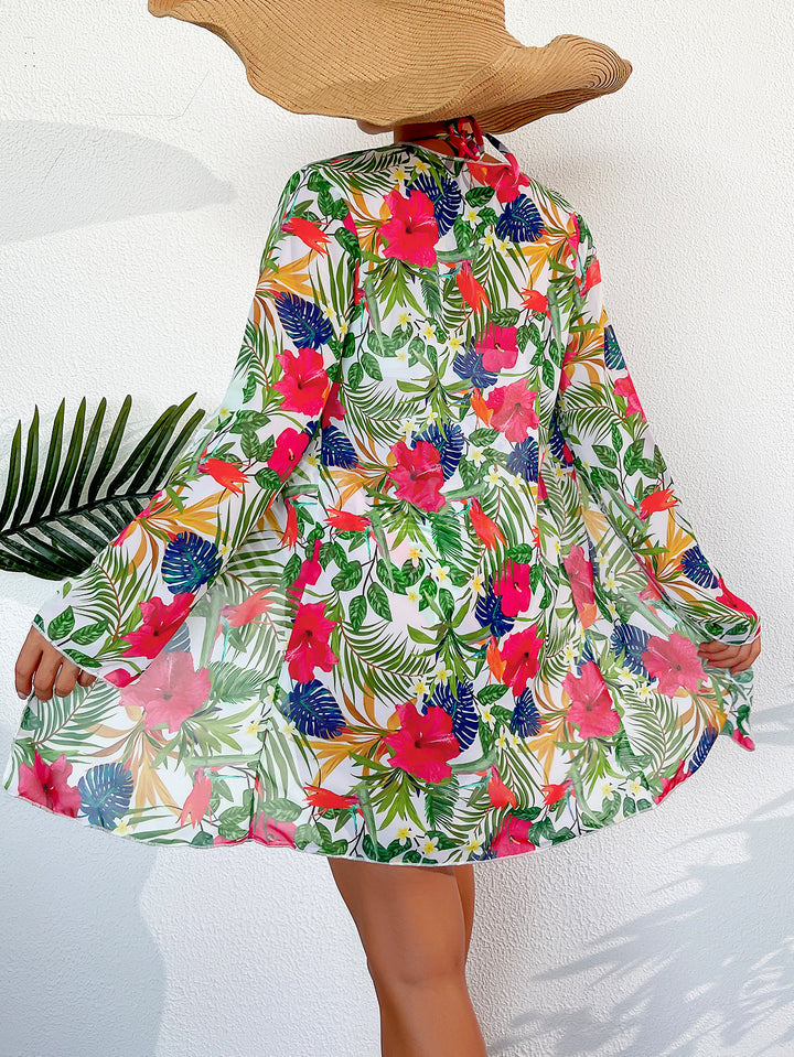 Dame bikini sæt med blomster cover-up Stilla