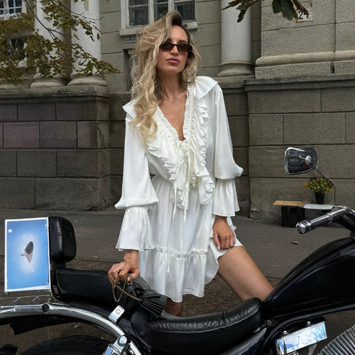 Femme Rynket Bohemian Mini Kjole Stilla