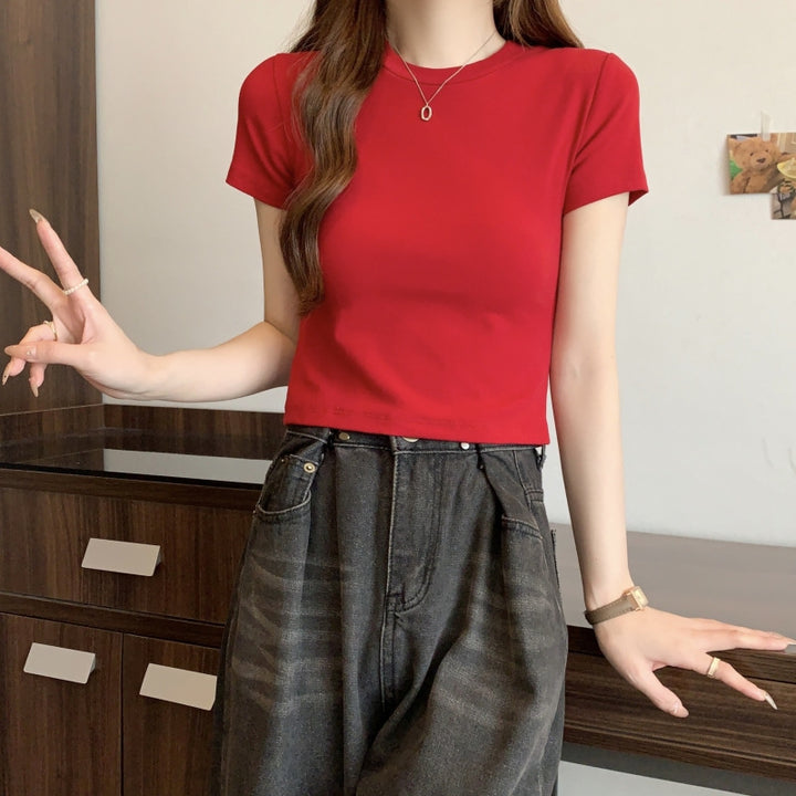 Femme Cropped Enganzt T-Shirt Stilla