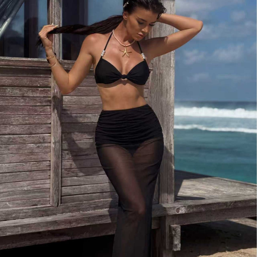 Dame Bikiniset med elegant indpakningsskørt Skovae
