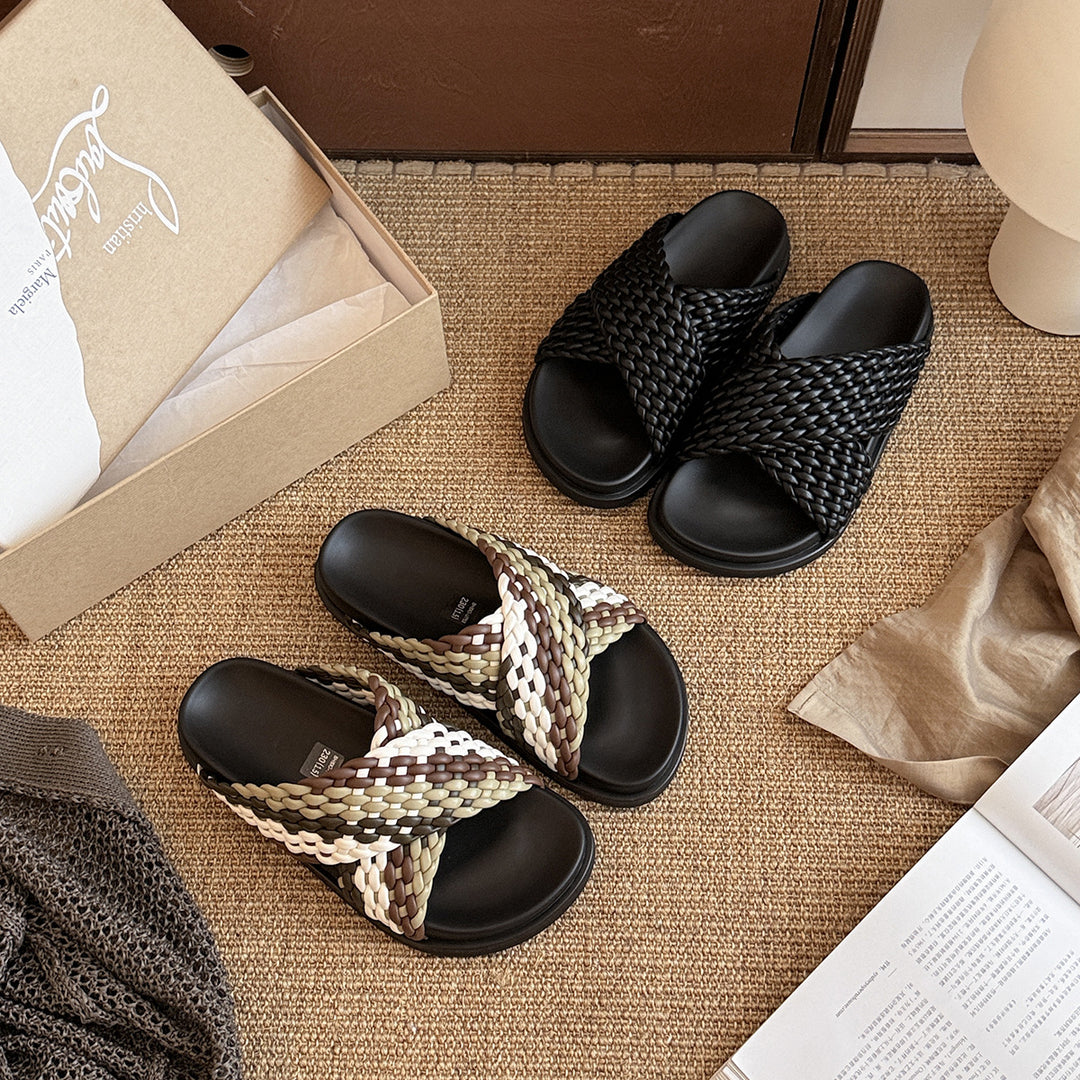 Femme Krydset Vevet Slide Sandaler Stilla