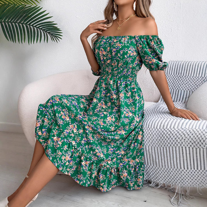 Dame trendy Off-Shoulder-kjole med bred pasform og blomsterprint Stilla