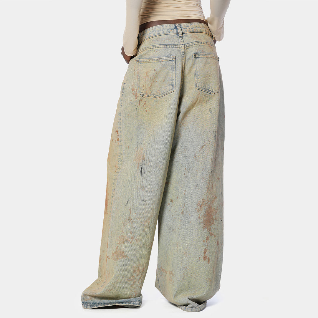 Kvindernes brede jeans med artwork design Stilla