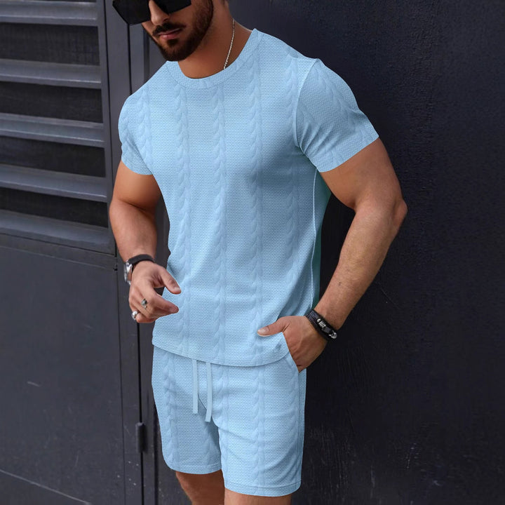 Herre casual kortærmet T-shirt og shorts sæt med struktureret design Stilla
