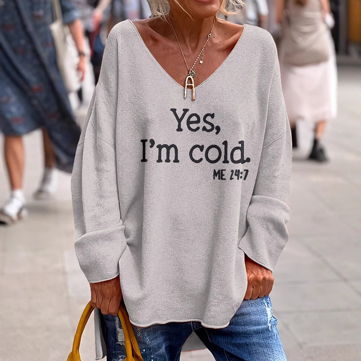 Femme Oversized V-Udskæring Grafik Sweatshirt Stilla