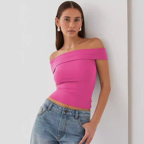Dame Off-Shoulder Top med tætsiddende snit og elastisk linning Stiila