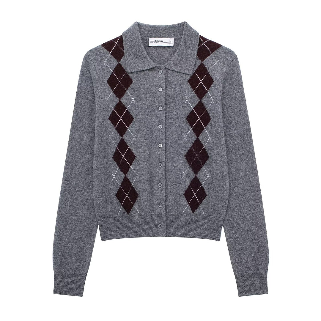 Femme Argyle Strikcardigan Stilla