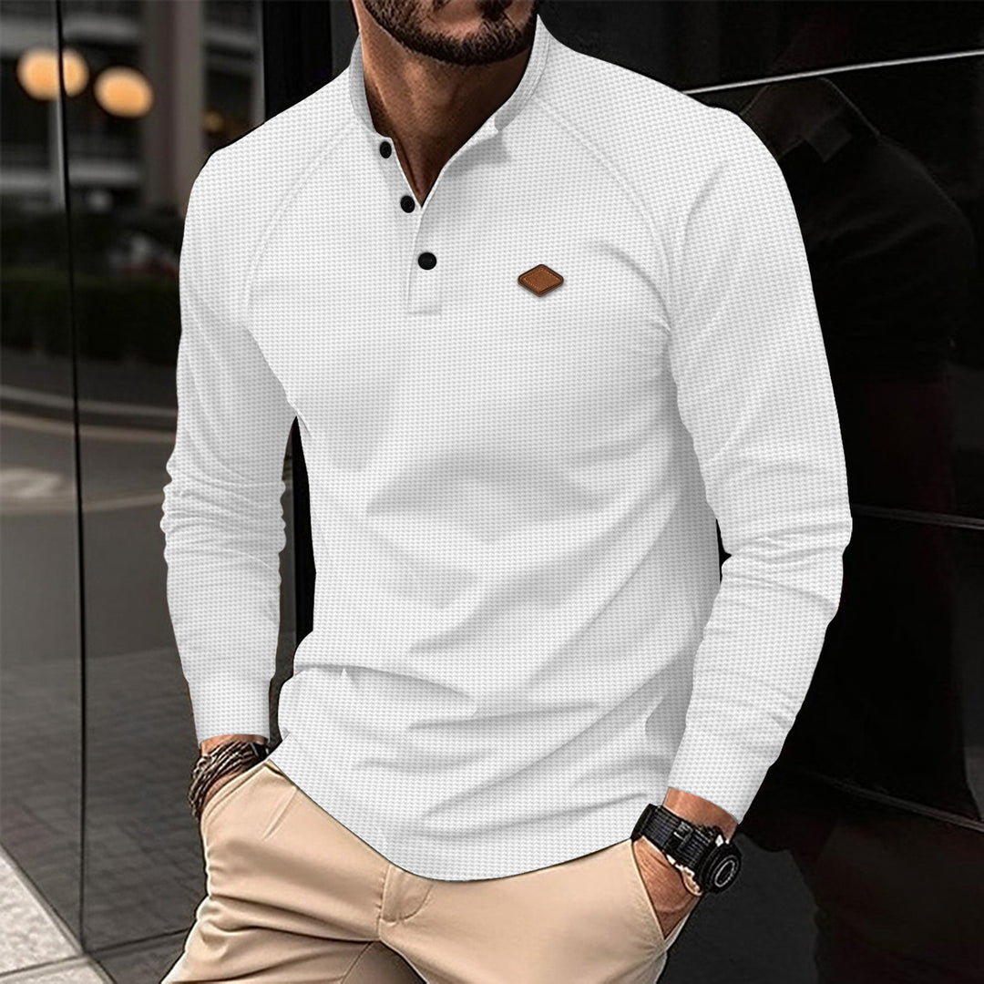 Herrer Langærmet Polo shirt med struktureret design og moderigtig krave Stilla