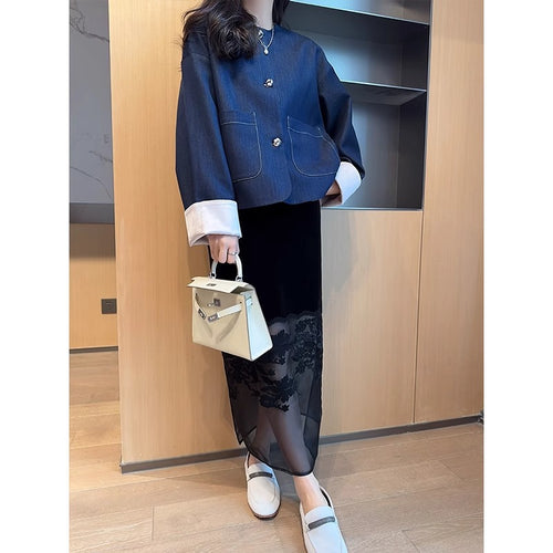 Damer Elegant Kort Blazer Stilla