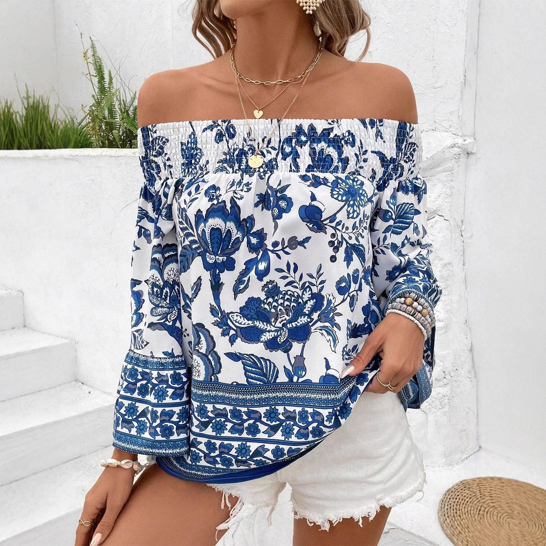 Dame Off-Shoulder Floral Broderet Bluse Stilla