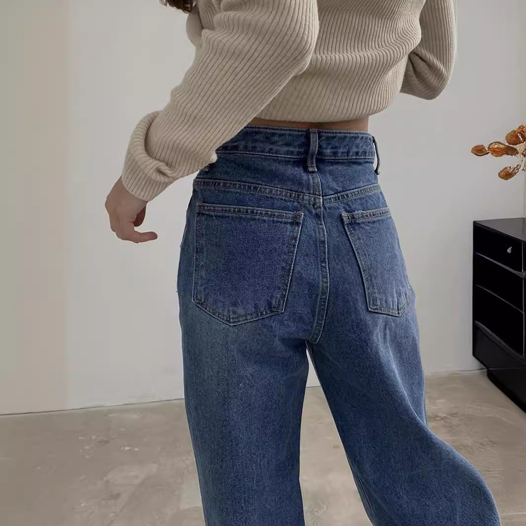 Damer High-Waist Jeans i afslappet, løs pasform Stilla