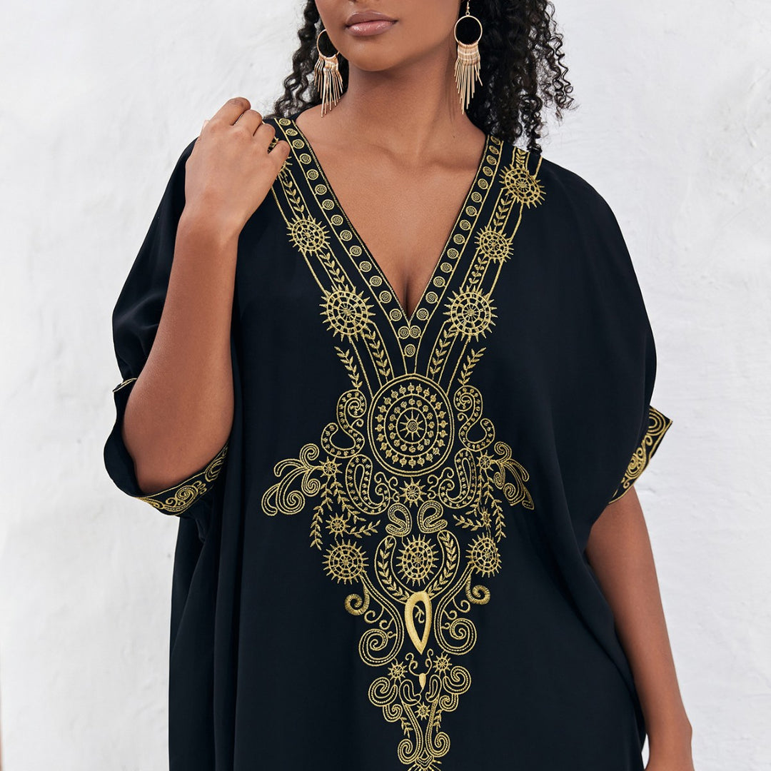 Dame Kaftan med elegant broderi og vid pasform Stilla