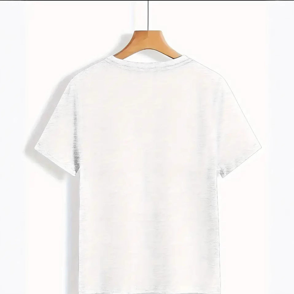 Dame T-shirt med nostalgiske filmfotos og elegant skrifttype Stilla