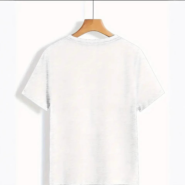 Dame T-shirt med nostalgiske filmfotos og elegant skrifttype Stilla
