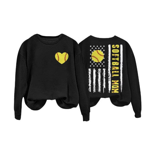 Kvinders sweatshirt med kreativ softball design Stilla