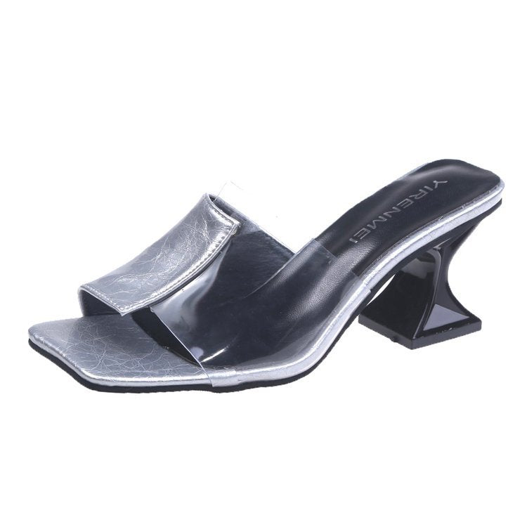 Dame elegante slide-sandaler med glamourøst design og moderigtig blokhæl Stilla