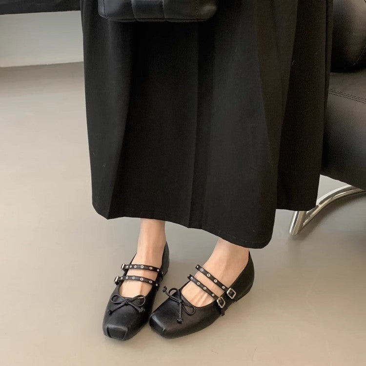 Damer elegante Mary Jane Ballerinaer med dekorative remme Stilla