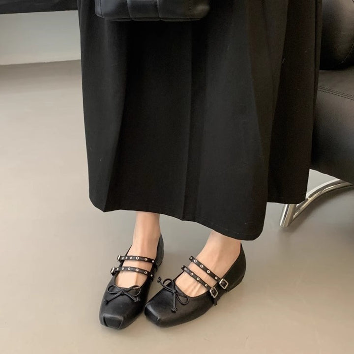 Damer elegante Mary Jane Ballerinaer med dekorative remme Stilla