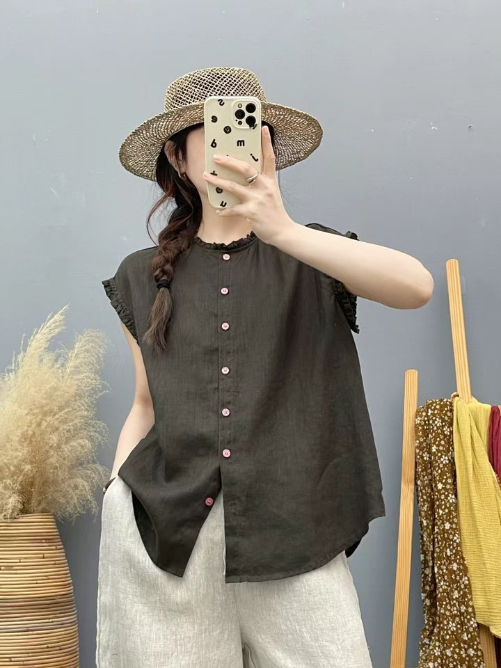 Femme Afslappet Siddebåndende Button-Down Skjorte Stilla