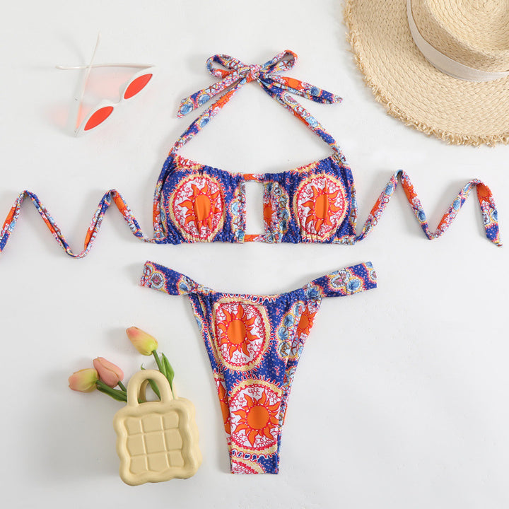 Dame Bikini-sæt med legende bånd og trendy stribedesign Stilla