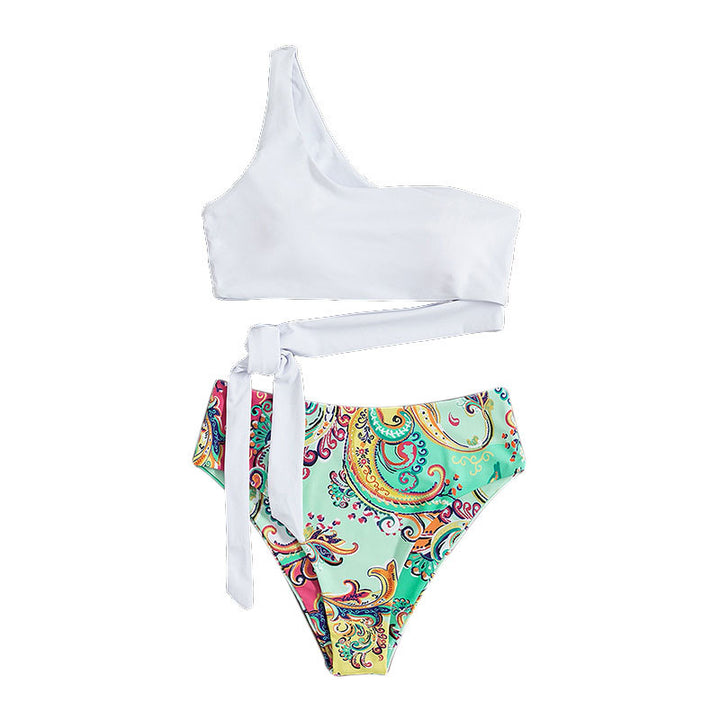 Dame bikini-sæt med asymmetrisk overdel og floral design Stilla