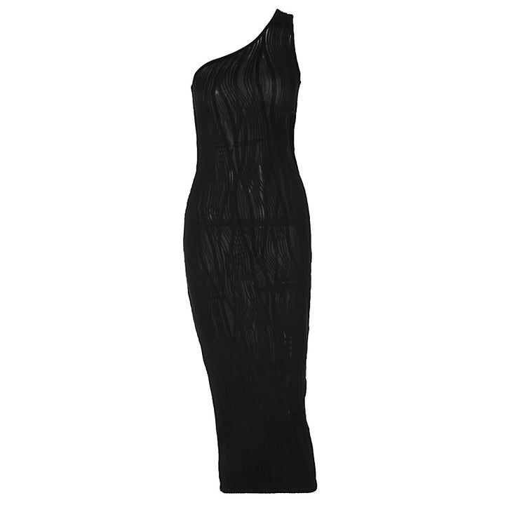 Dame maxikjole med asymmetrisk snit og moderne cut-outs Skovae