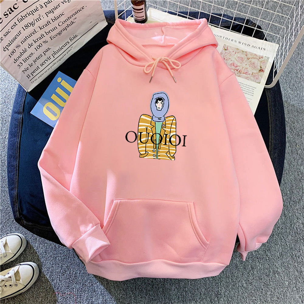 Dame hoodie med unikt cartoon design Skovae